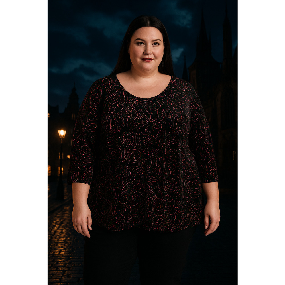 Notations Womens Velvet Whimsigoth Top Size 1X Paisley‎ Grunge Stretch Witchy